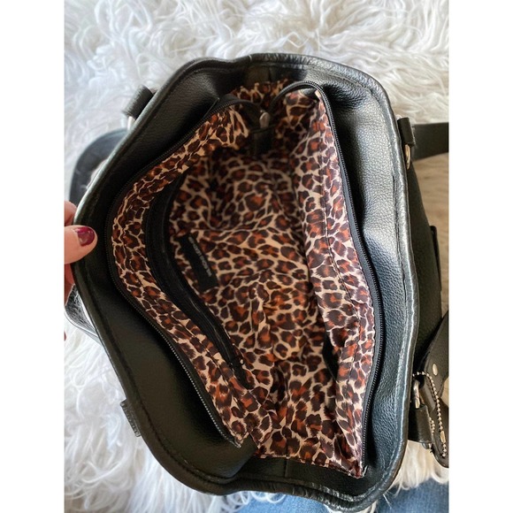 Wilsons Leather PELLE Studio Genuine Leather Black Double Handle Handbag New - Picture 5 of 7